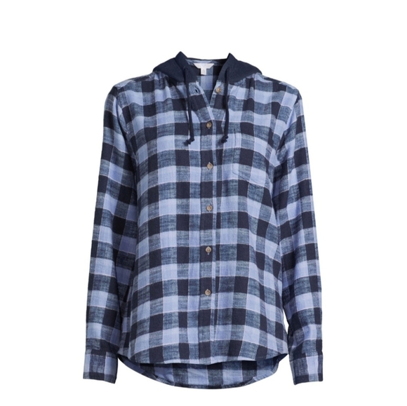 Time and Tru Tops - NWT Women's Hooded Flannel Shirt